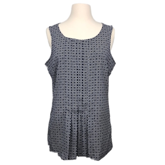 New York & Company Tops - New York & Company Navy Geometric Pleated Blouse M